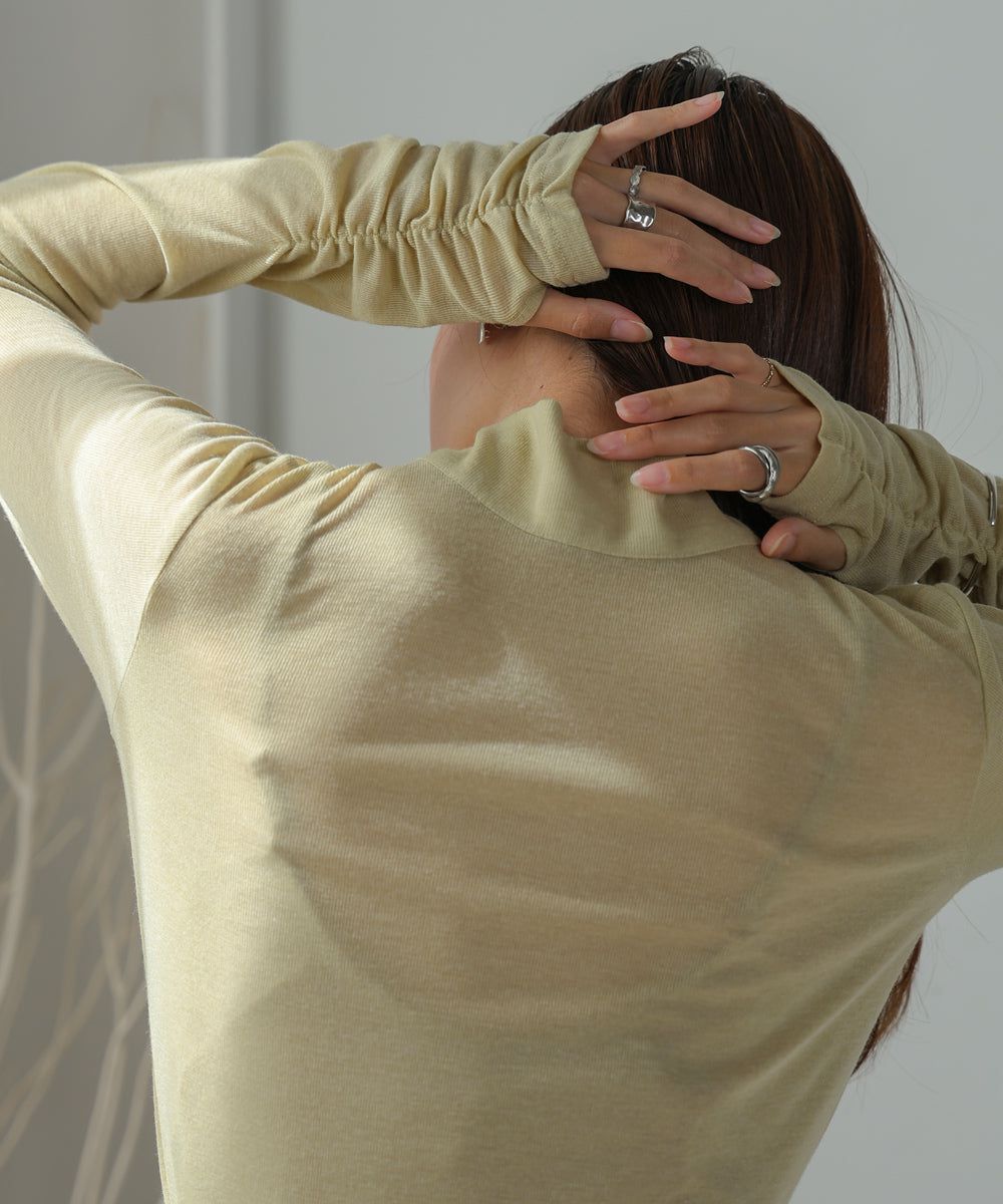 日本 Bab - 2WAY立領排扣薄長袖上衣-淺綠