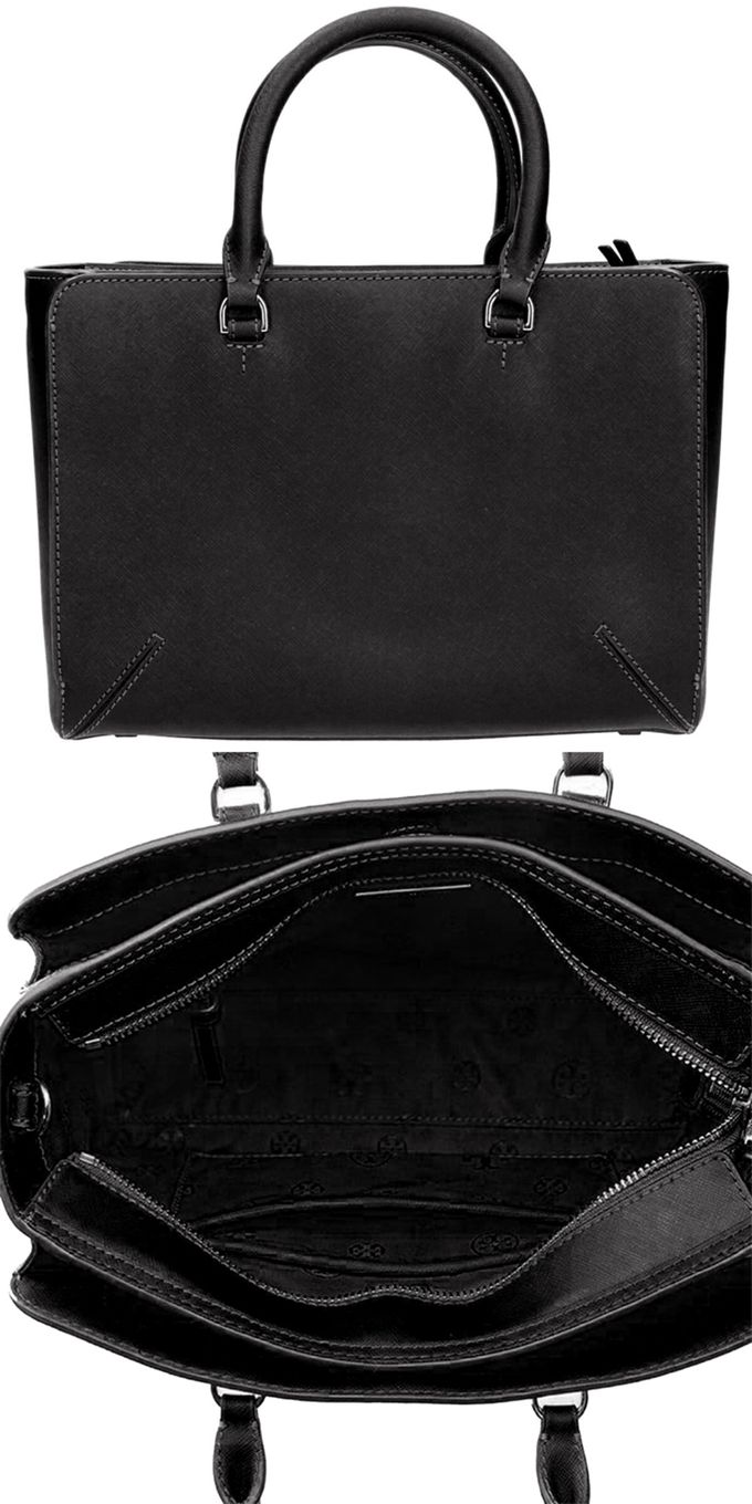 TORY BURCH - 素面皮革托特包 (黑)