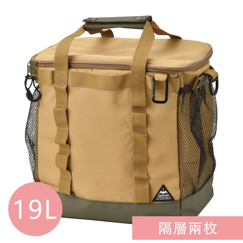 日本 Seto Craft - 露營風 方形保溫保冷提袋/側背包(附隔層*2)-黃 (LL(30x22x30cm))-19L