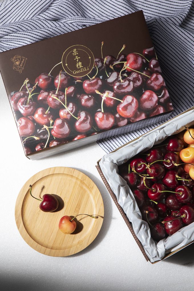 果子禮 - (直播限定)華盛頓紅&白雙拼櫻桃含箱重1kg (淨重850g) (紅櫻桃9R/白櫻桃9.5R)