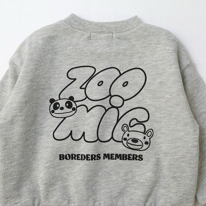 日本 ZOOLAND - 春季出遊印花裏毛長袖上衣-刺繡前口袋-海軍藍