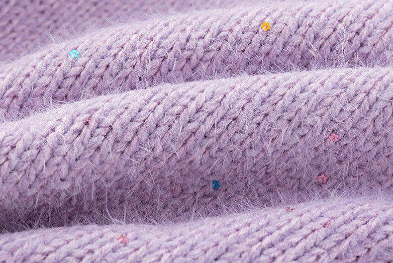 百搭秋冬針織毛衣-高領套頭-紫色