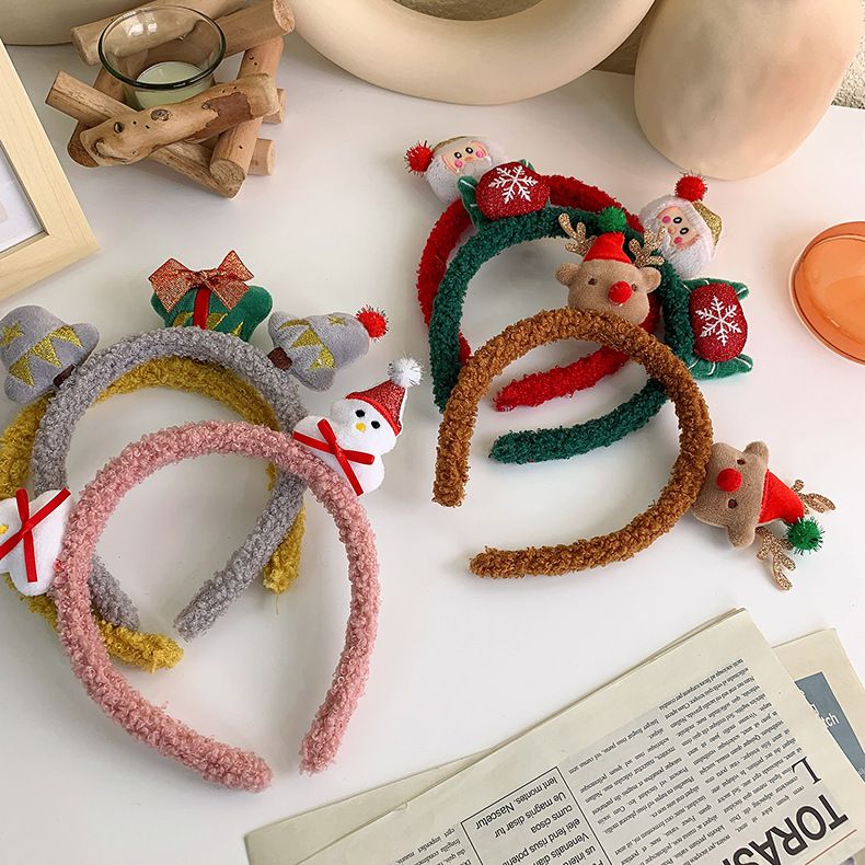 聖誕節造型兒童髮箍-雪人-粉色