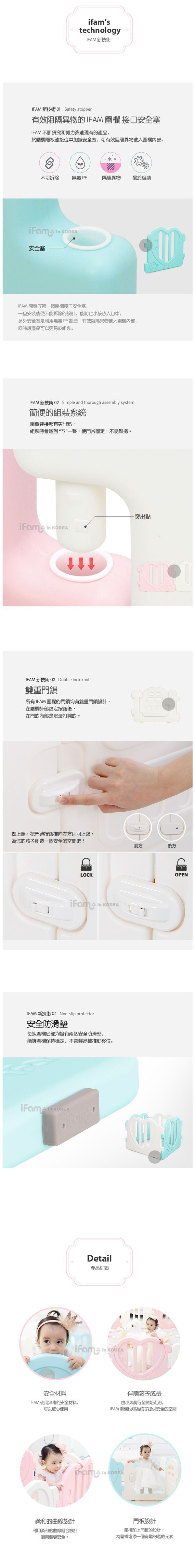 韓國 ruun - 心心圍欄套組-綠白 (【圍欄】220cm x 148cm x 61.4cm 【地墊】213cm x 141cm x 4cm)