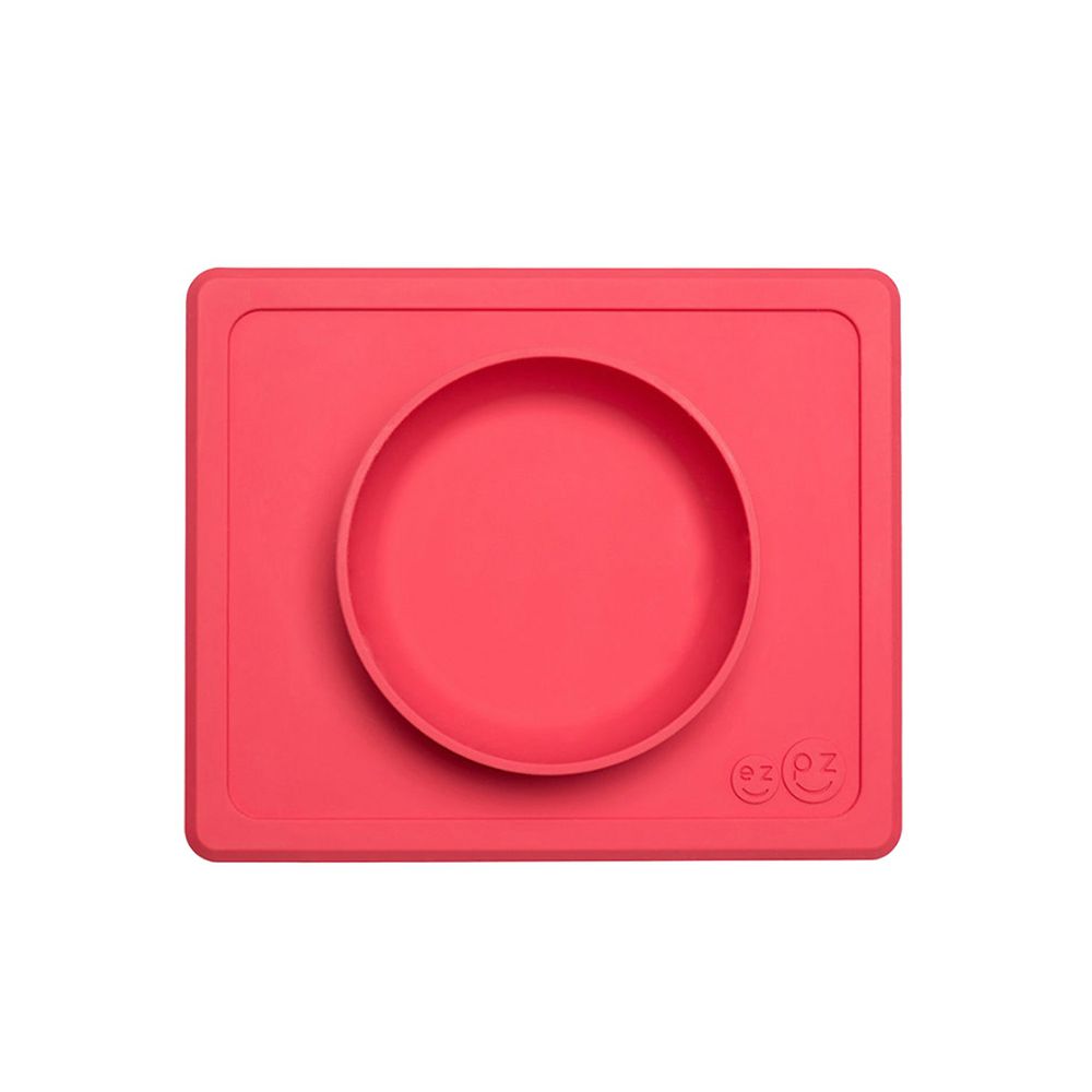 美國 ezpz - 快樂餐碗 Happy Mini bowl-迷你餐碗-珊瑚紅 (21.6cm*17.8cm*3.18)-240ml