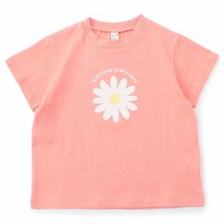 日本 apres les cours - [人氣]俏皮印花短袖上衣-花朵-橘粉