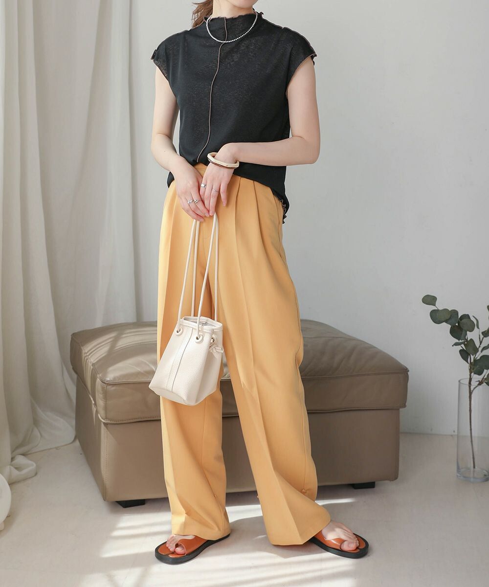 日本 Bab - 雲朵捲捲邊法式袖上衣-氣質杏