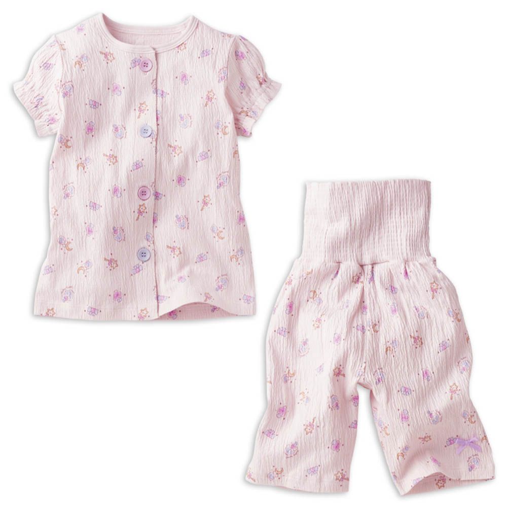 短袖家居服 穿衣練習-前開式 化妝品-粉紅色