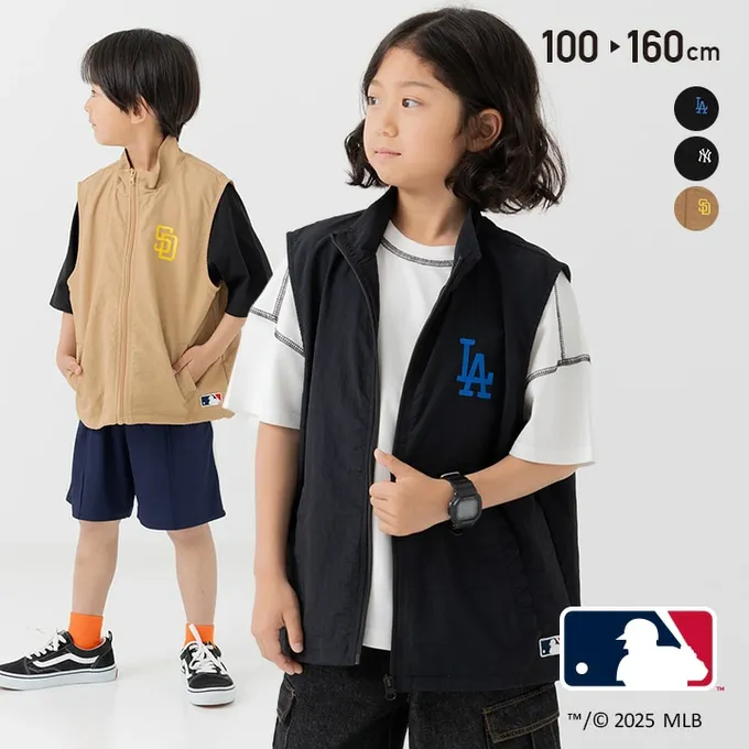 日本 Chil2 - MLB聯名 刺繡輕量尼龍背心-紐約洋基-黑