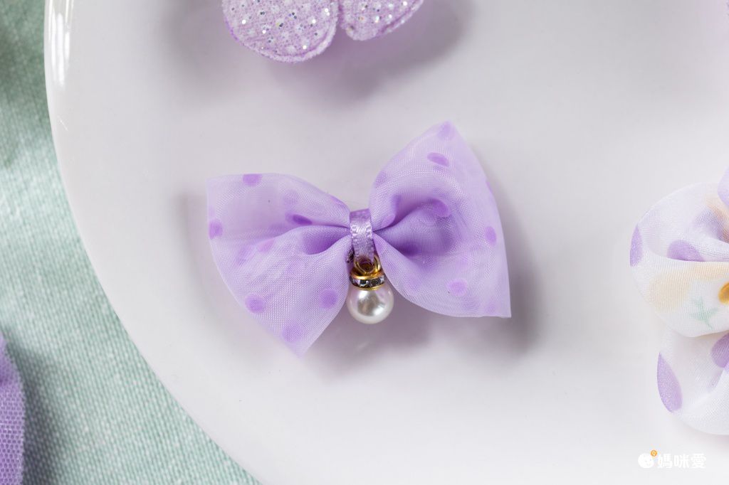 甜美網紗小清新布藝髮夾(10入組)-黃色