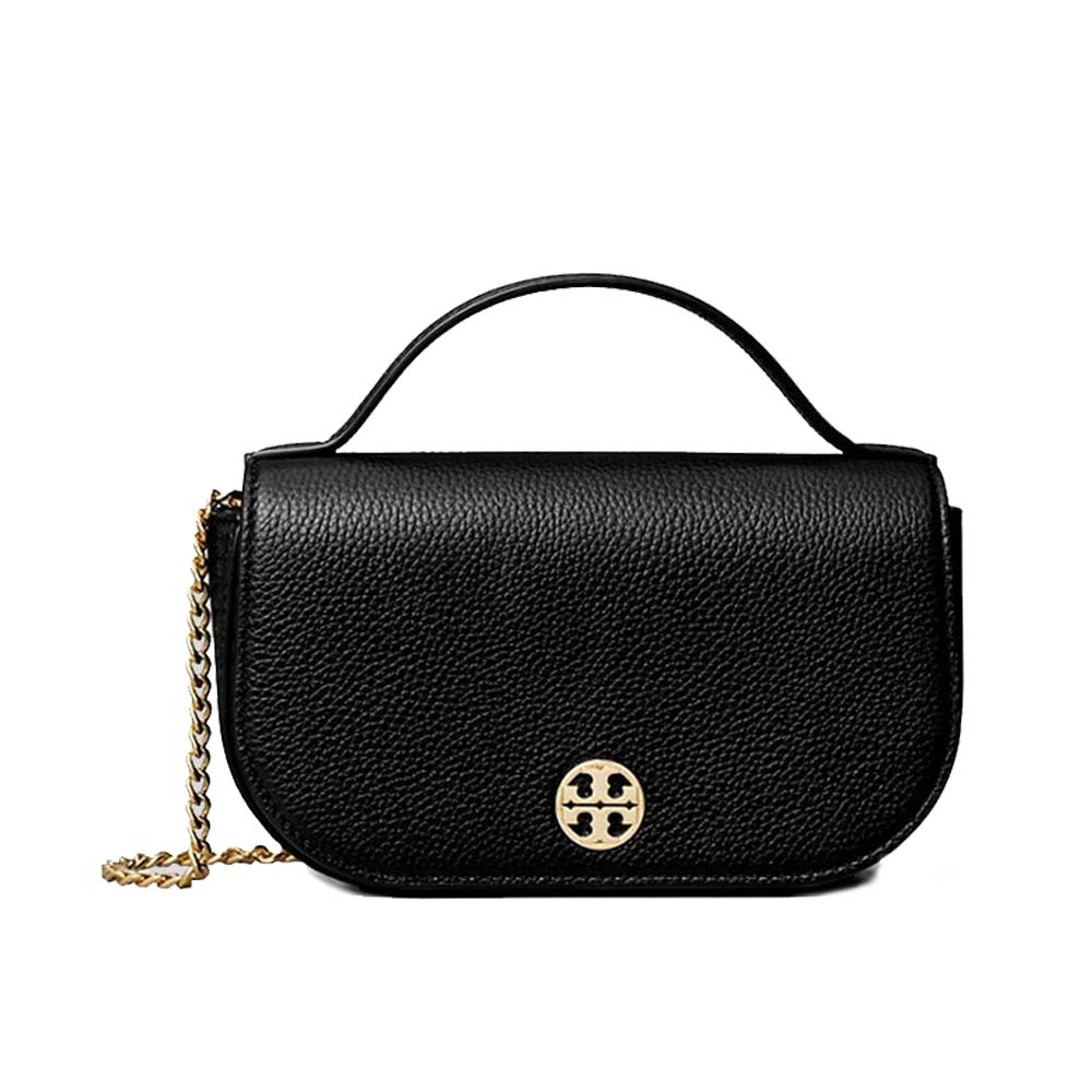 荔枝皮革翻蓋手提/斜背包 (黑)