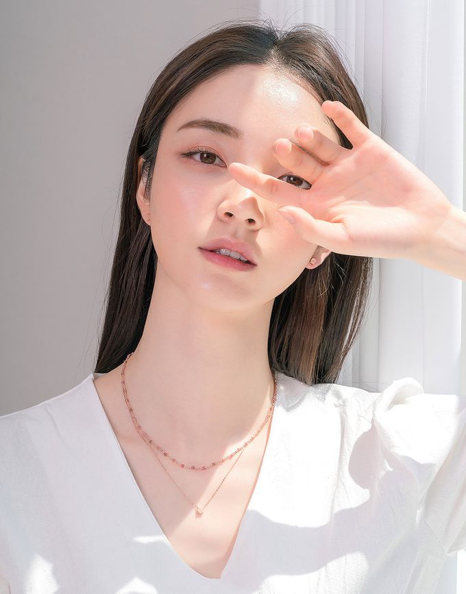 韓國 Soo&Soo - (925純銀)印加玫瑰石愛情項鍊 (長度40cm)