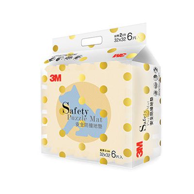 美國 3M - 安全地墊立體動物造型-6片-黃底藍 ((32*32*2公分))