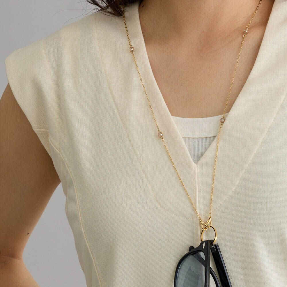 寶石點綴款2way時尚眼鏡鍊/口罩繩-粉色極光