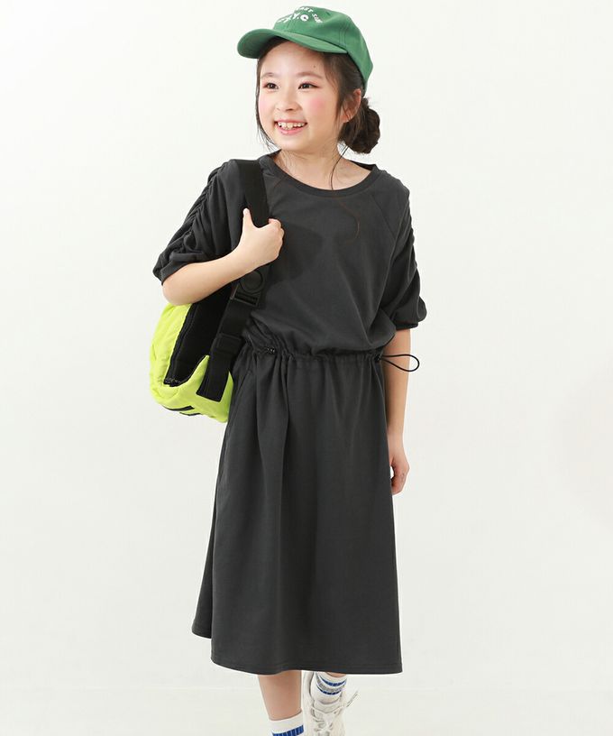 日本 devirock - 少女時尚縮腰泡泡袖洋裝-象牙白