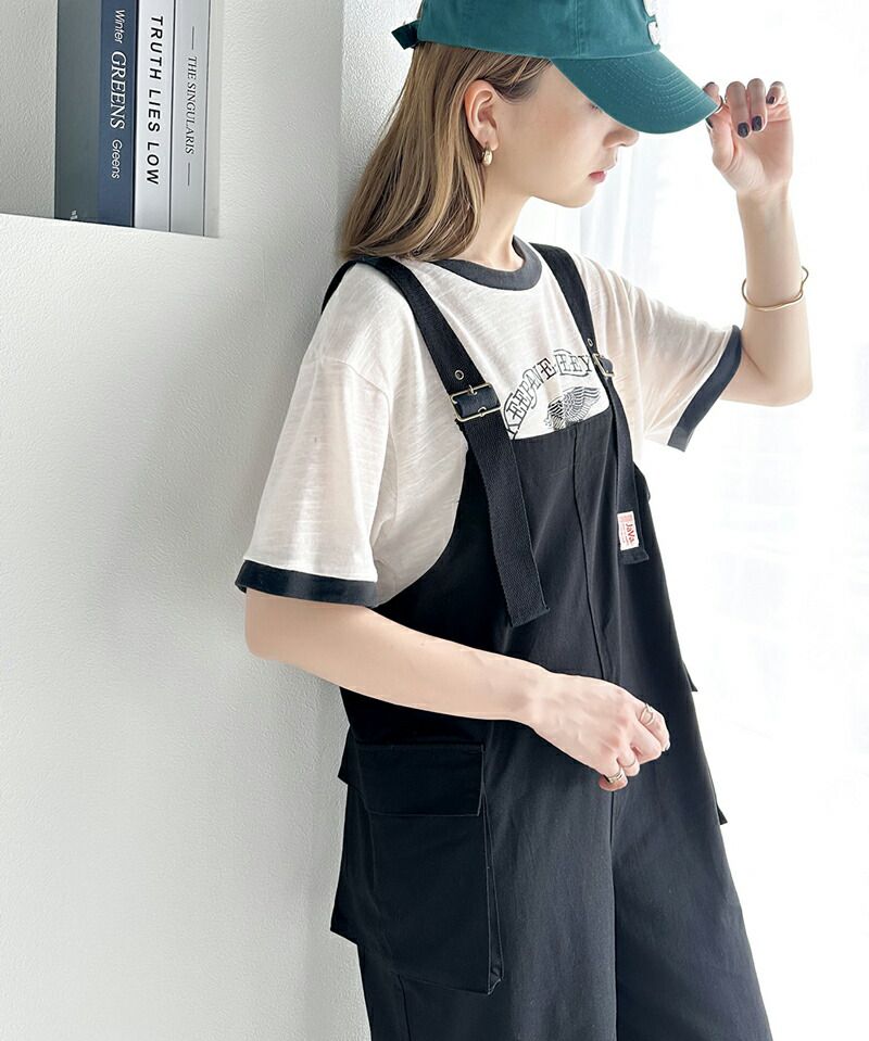 日本 Classical Elf - Java聯名 美式休閒工裝吊帶褲-黑