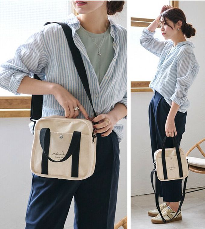 日本 LIZDAYS - 2way輕量文藝方形帆布小包-咖啡x豹紋