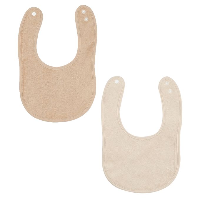 akachan honpo - 有機圍兜2件組-毛圈布-象牙白色 (50～80cm)