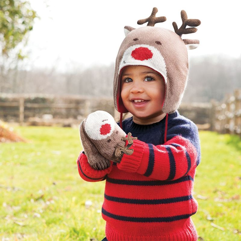 英國 JoJo Maman BeBe - 保暖舒適羊毛帽-馴鹿