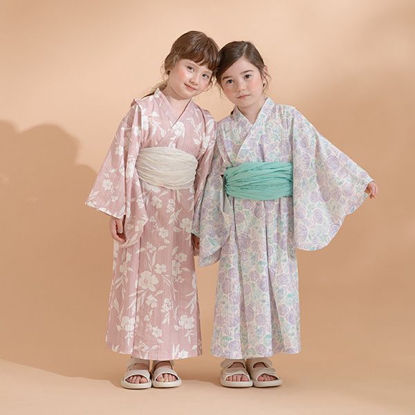 日本 Lycee mine - 粉彩浪漫夏日女孩浴衣-花草-粉紅