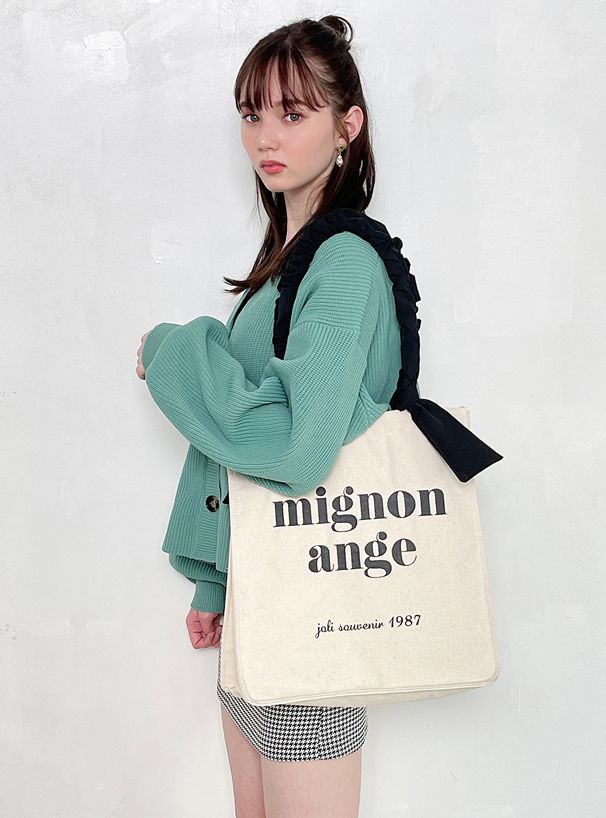 日本 GRL - 可愛天使緞帶長形托特包-綠