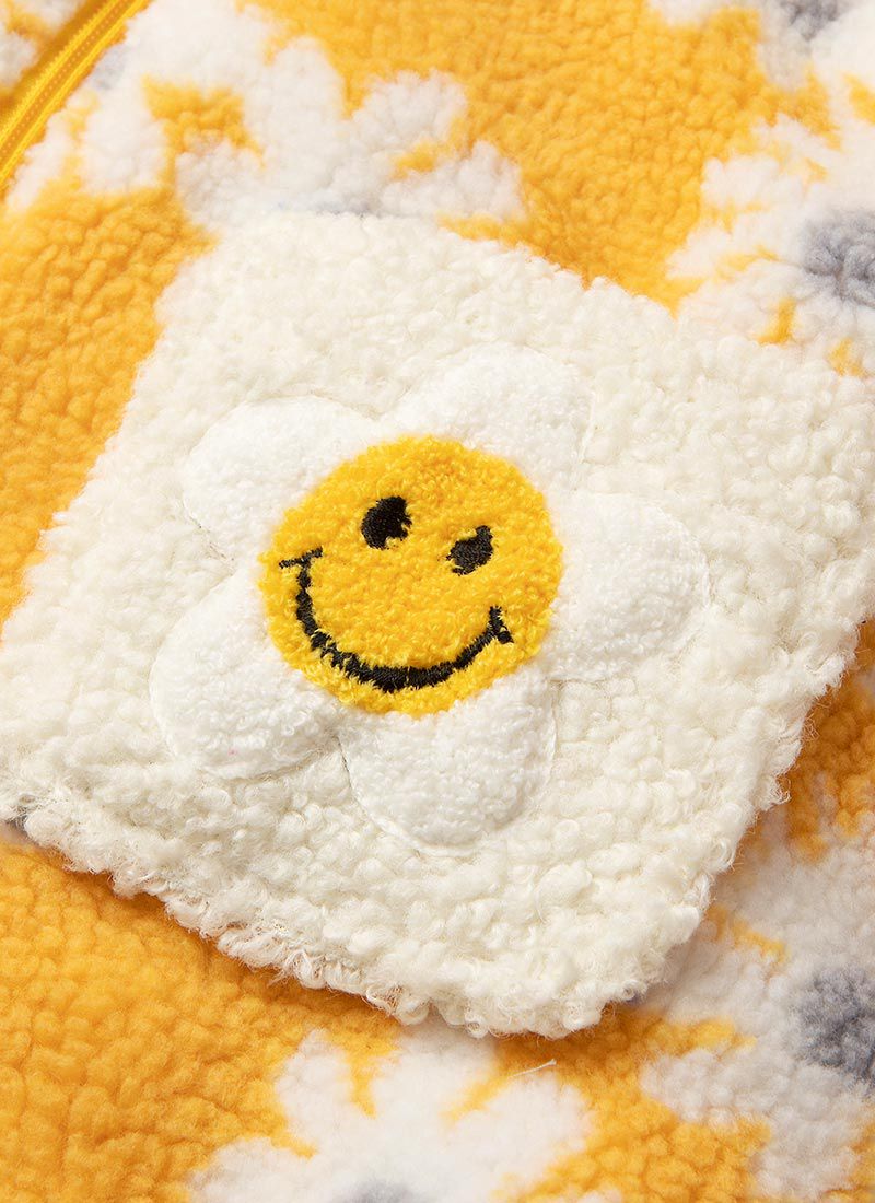 韓國 OZKIZ - 搖粒絨微笑雛菊大衣