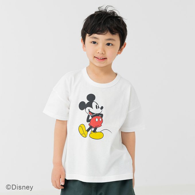 日本 Chil2 - 聯名款  卡通人物米奇純棉短袖上衣-雙手叉腰-奶油杏