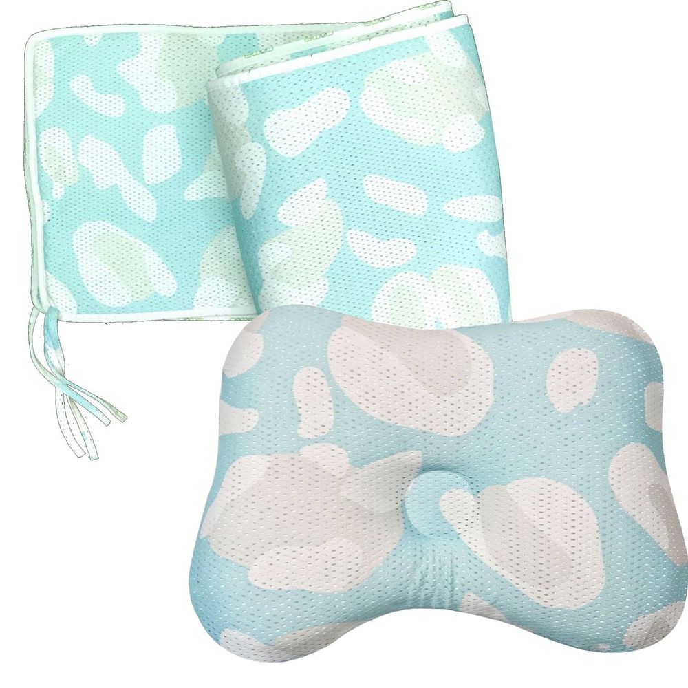 COMFi - 透氣嬰兒定型枕+透氣床圍-( 3~24個月)-薄荷綠+薄荷綠