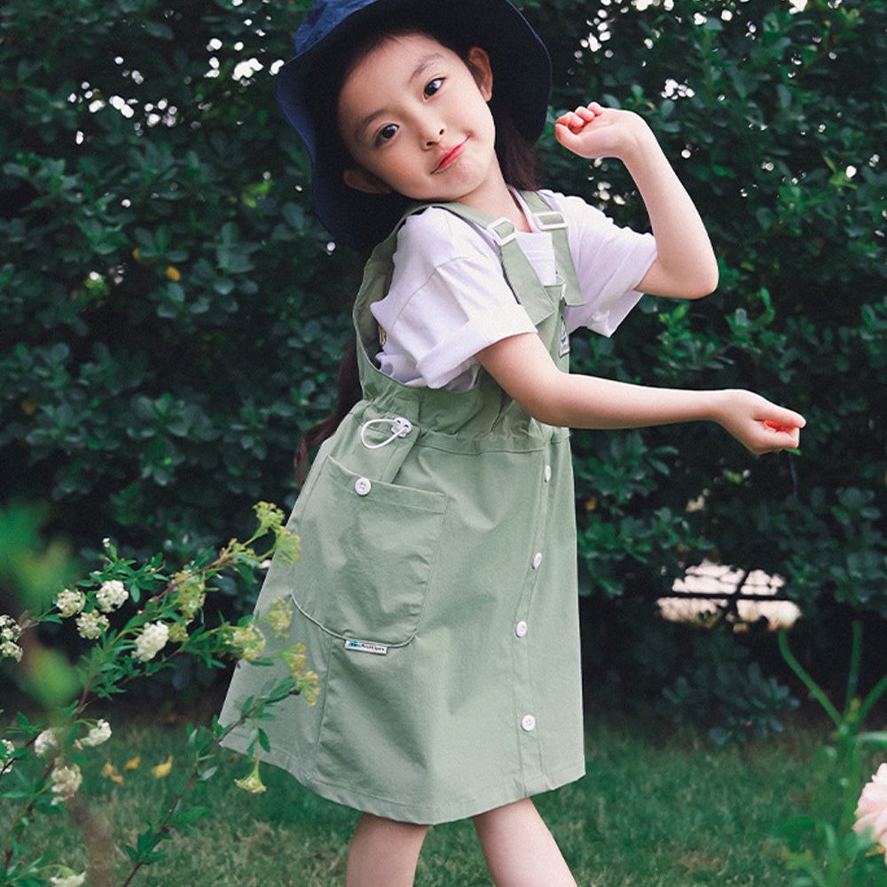 森呼吸收腰工裝吊帶裙-綠色