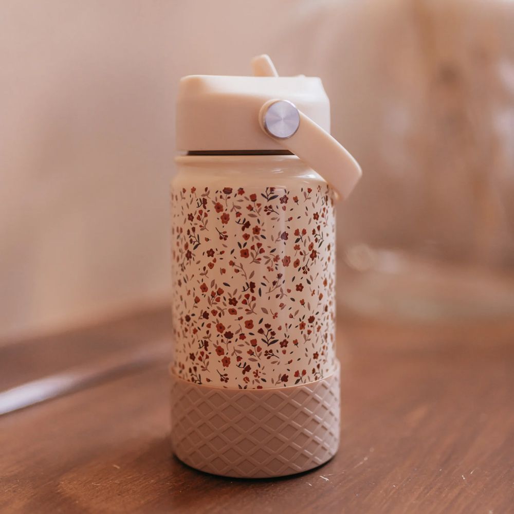 不銹鋼吸管水壺350ml-草莓格紋