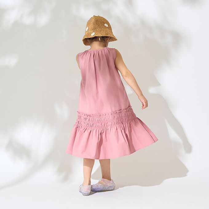 日本 Lycee mine - 甜美蝴蝶結分層無袖洋裝-粉紅