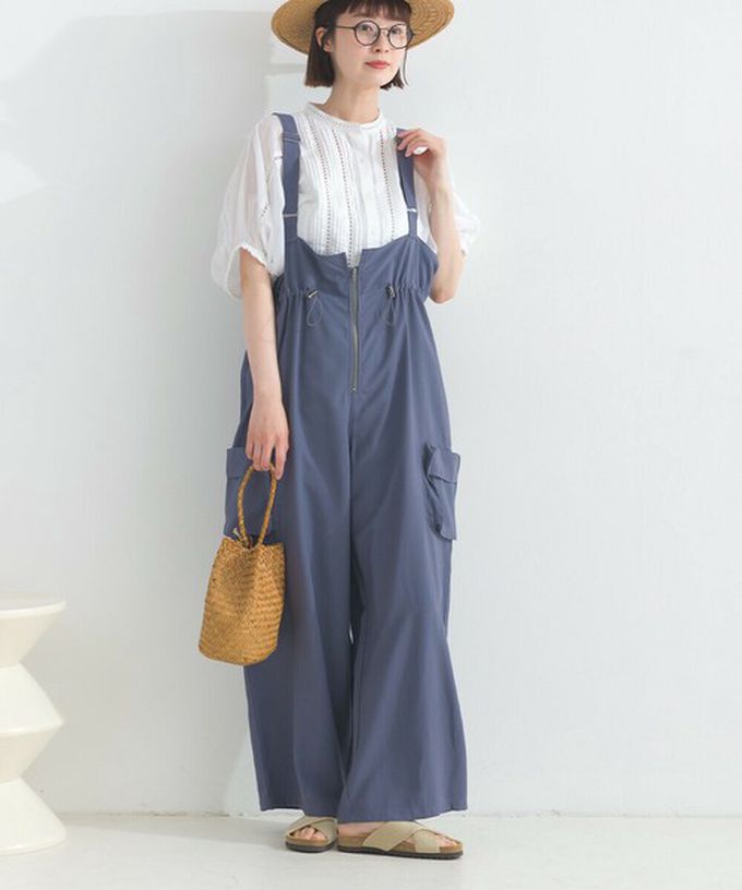 日本 Lupilien - 柔軟可愛抽繩束腰工裝風吊帶褲-卡其棕