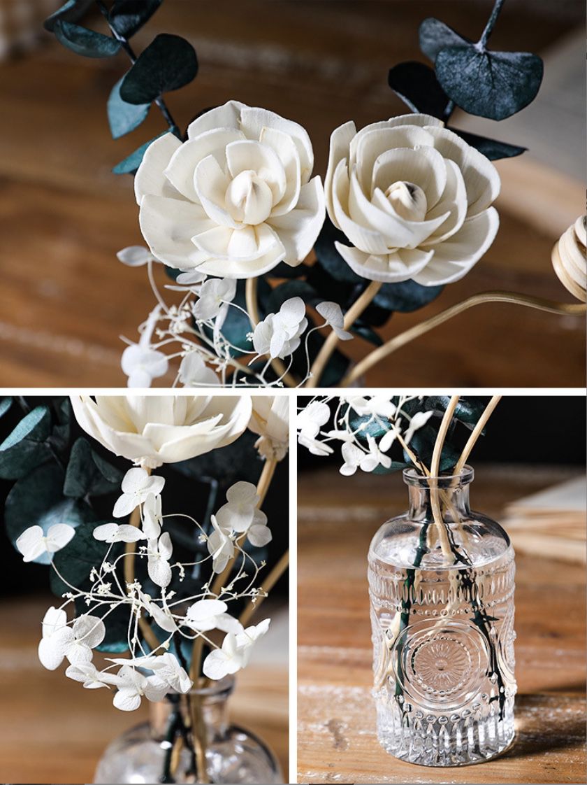 永生花款法式浮雕太陽紋玻璃瓶-室內精油香氛組-花果秘境-五星級高級飯店指定琥珀玫瑰木花果甜香-200 mL