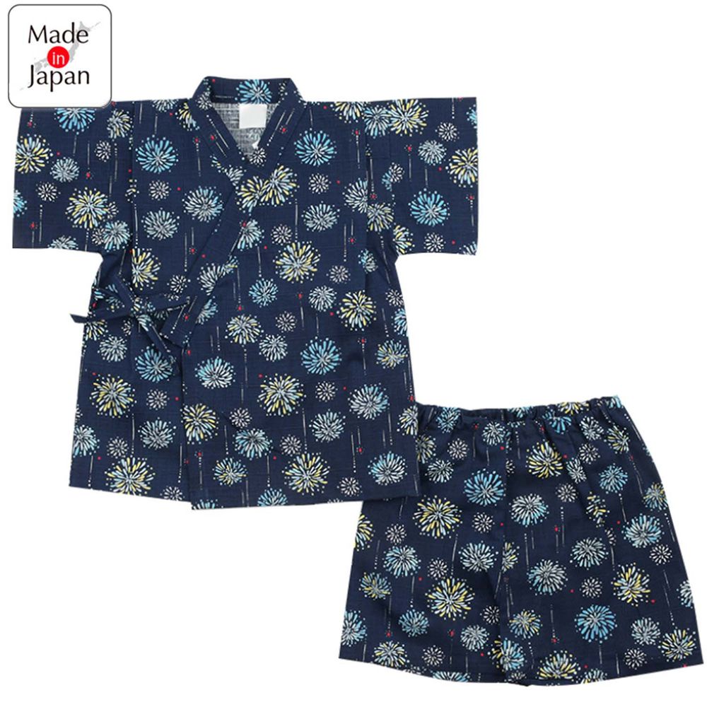 akachan honpo - 短袖兩件式甚平-煙火-深藍色