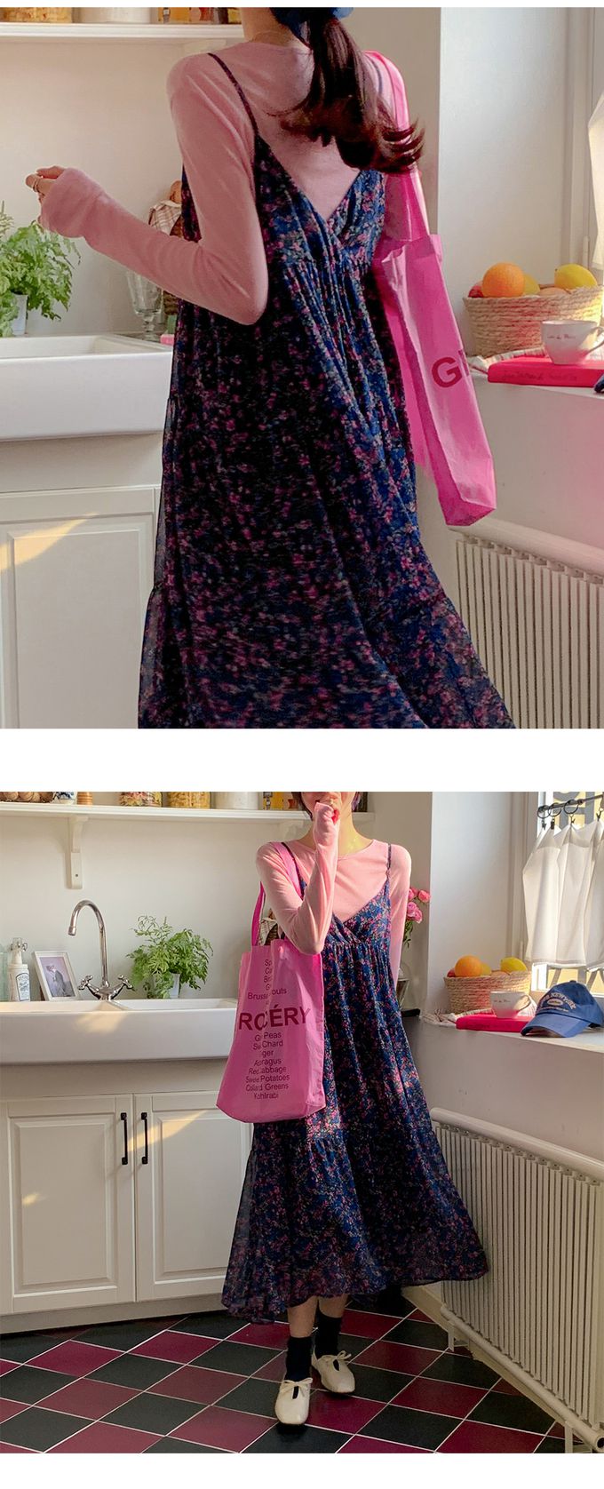 韓國女裝代購 - 搭配必備！極簡薄透長袖上衣-粉 (FREE)