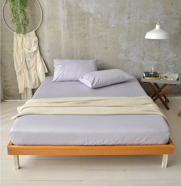 澳洲 Simple Living - 300織台灣製純棉床包枕套組-月見紫-單人