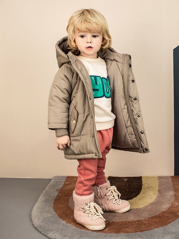 韓國Pimpollo - 大猩猩吃香蕉內刷毛上衣-橘