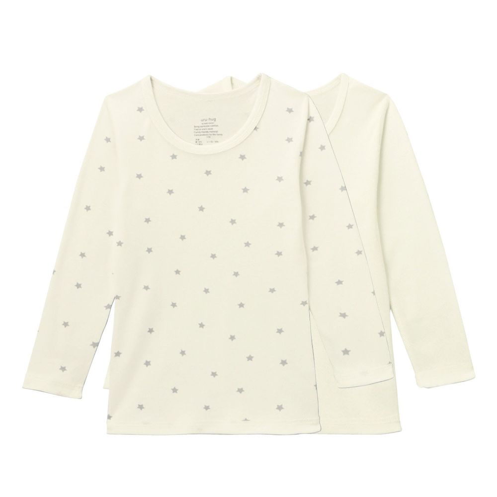 日本千趣會 - uru-hug 保濕保溫材質內衣兩件組(長袖)-星星+白
