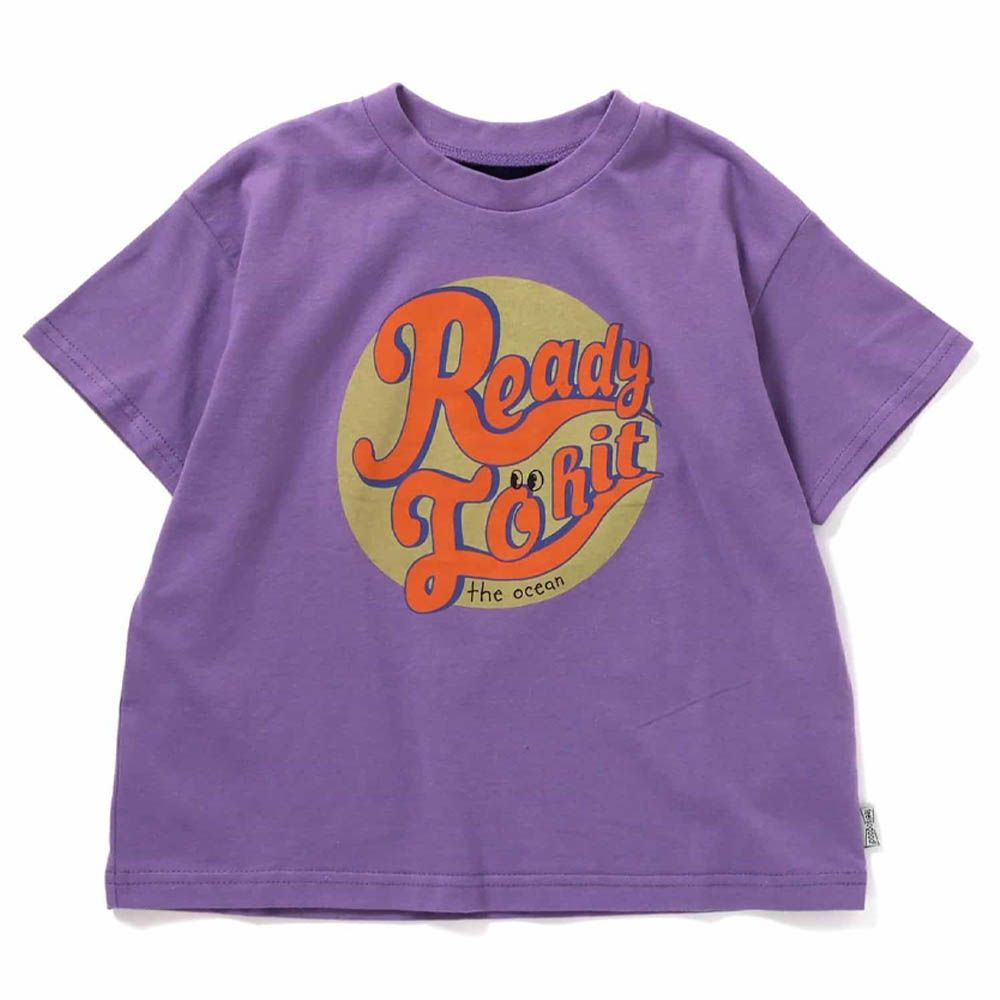 [必收] 百搭美式印花短袖上衣-圓圈logo-紫