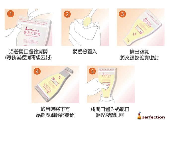 韓國 Perfection - 韓國雙層夾鏈防爆_奶粉袋-韓國製造 原裝進口-120入/盒