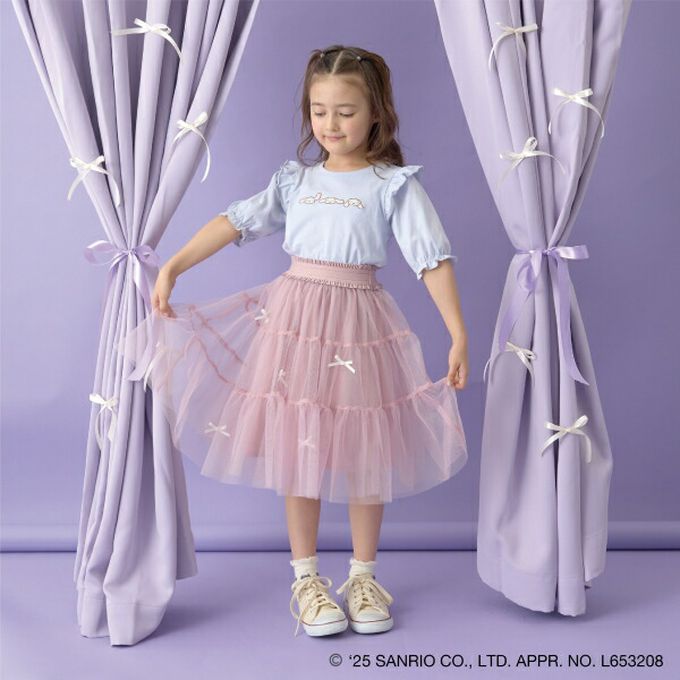 日本 Lycee mine - 可愛刺繡星星鏤空短袖上衣-卡通人物酷洛米-紫丁香