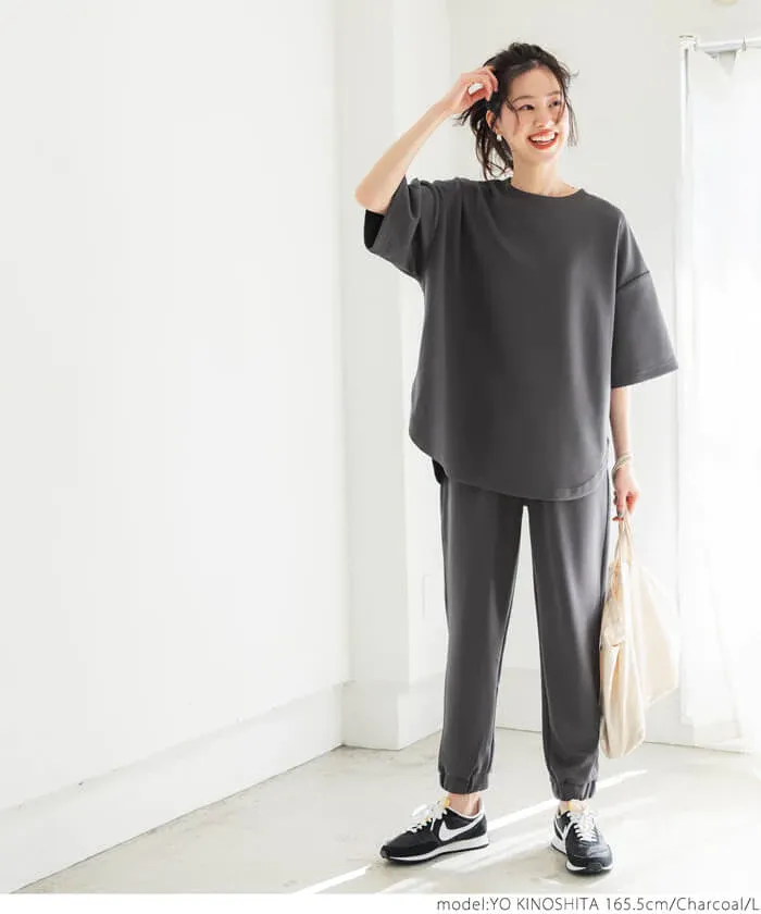 日本 COCA - 新感覺系列 輕盈落肩寬袖上衣-灰藍