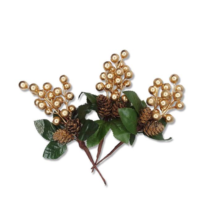 MODACore 摩達客 - 小金果松果串枝*3入-裝飾花藝