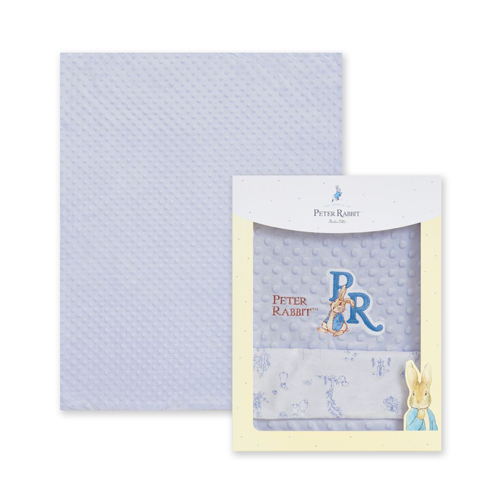 夢境比得兔豆趣四季毯禮盒 70x90cm(推車蓋毯 豆豆毯 小被被 寶寶蓋毯 蓋被 安撫毯)-藍色