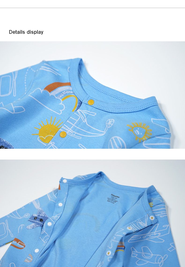 Minizone - 純棉印花休閒薄外套-彩虹飛機-藍色