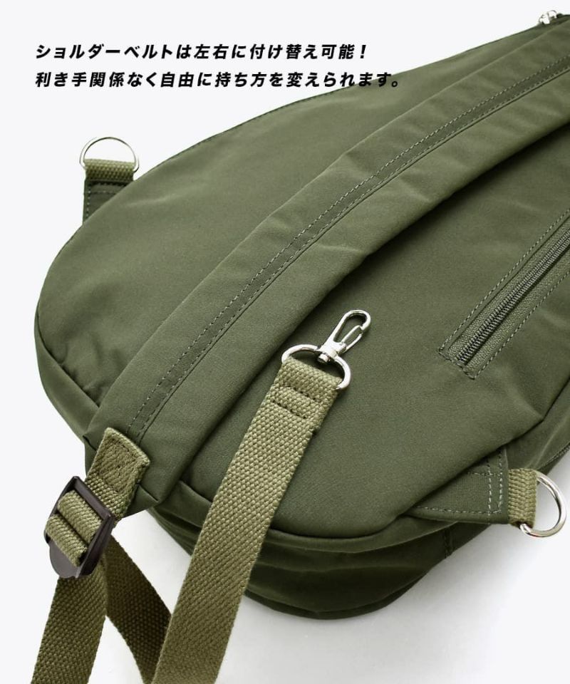 日本 zootie - anello 防撥水輕量單肩後背包-軍綠