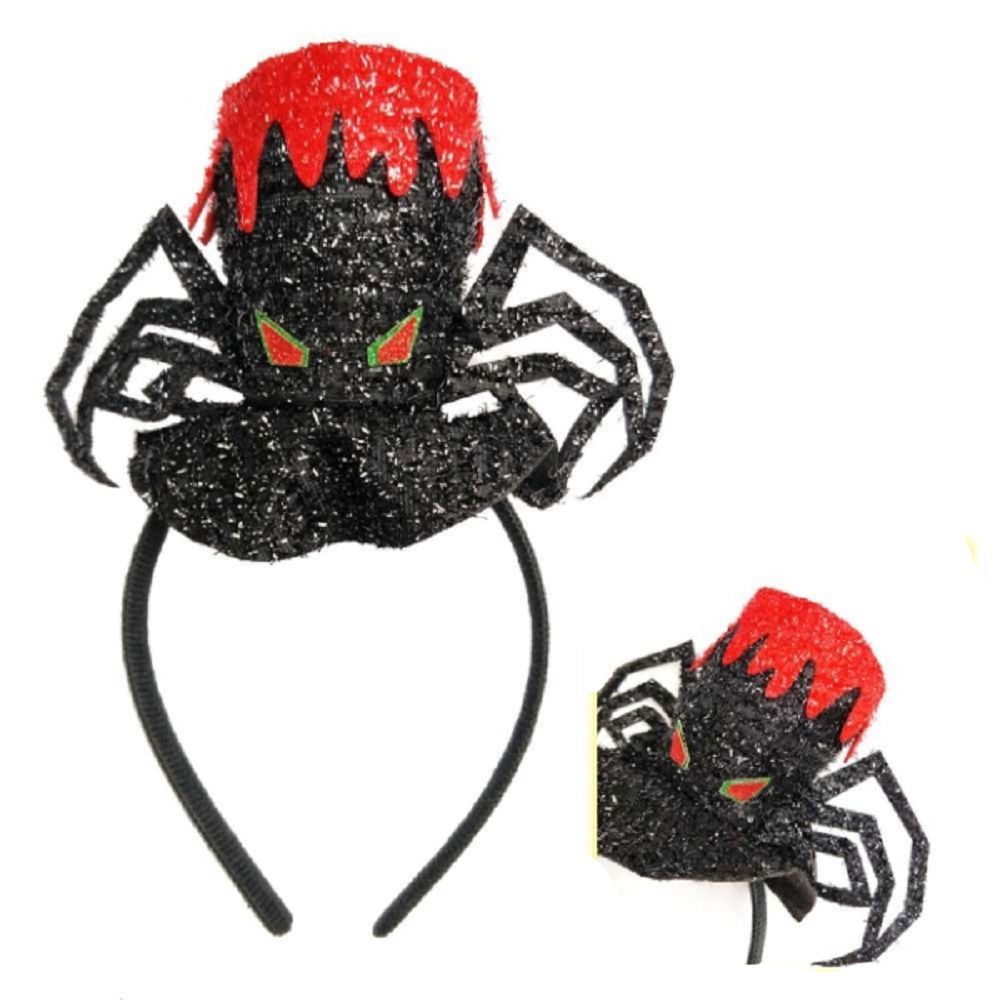 MODACore 摩達客 - 萬聖節派對頭飾-紅黑蜘蛛高帽造型髮箍 (總高：22CM寬：18CM頭頂飾品高：10CM)-單入