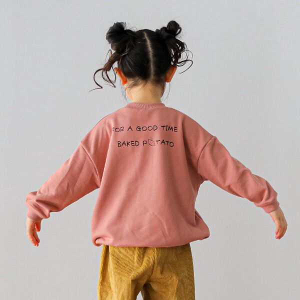 日本 Baby Room - 裏毛落肩寬版長袖上衣-紫芋-淺灰