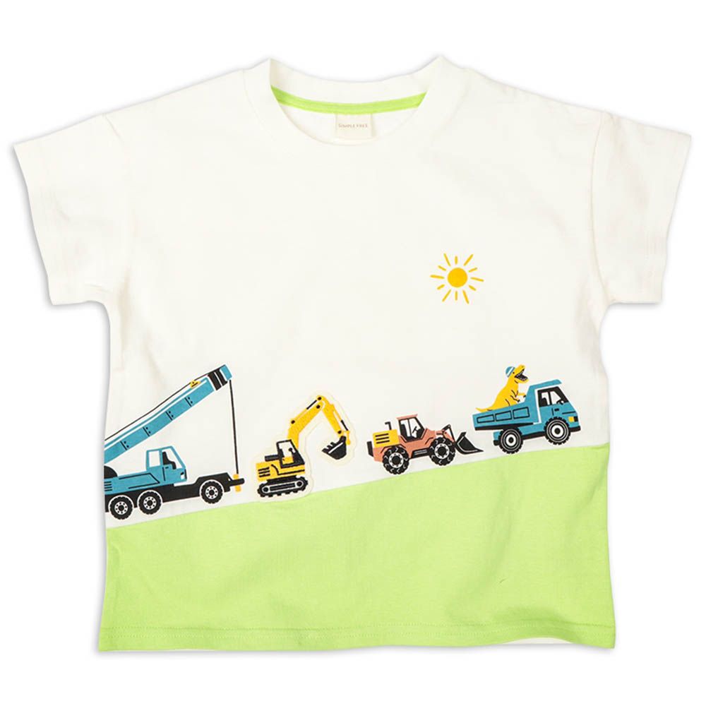 短袖T恤-拼接-綠色