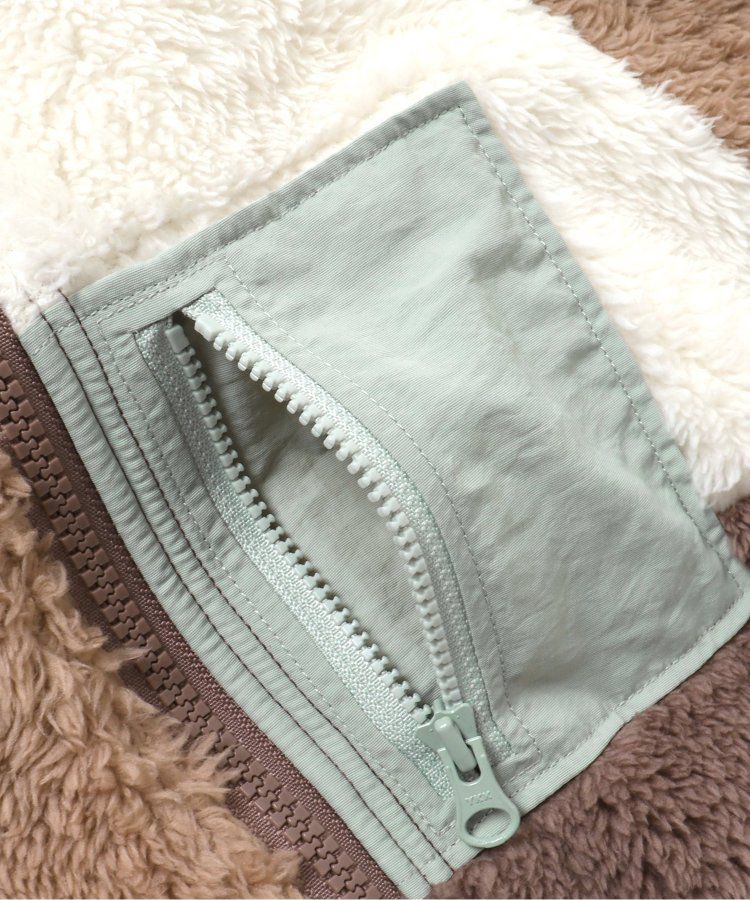 日本 apres les cours - 蓬鬆拼接風多彩絨毛外套-摩卡系